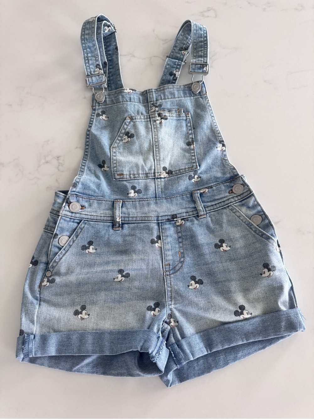 Disney Parks Mickey Mouse Denim Short Overalls Women’s XXS NWT